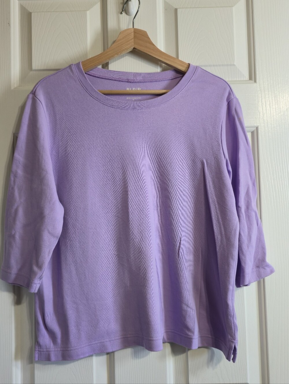 Blair Women's Purple Lilac Solid Crew Neck 3/4 Sleeve T-Shirt Size M Regular